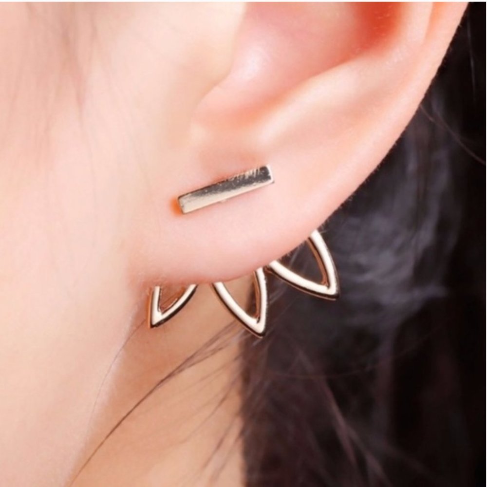 🐚 BOHO Lotus Bar Earrings - Picture 2 of 8